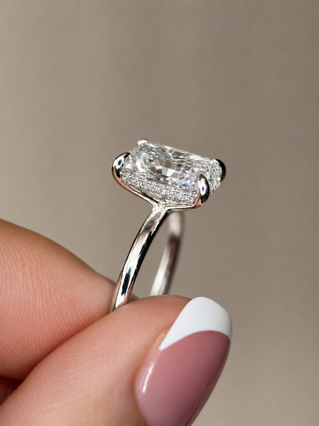 3.11 Carat Radiant Cut Hidden Halo Solitaire Ring